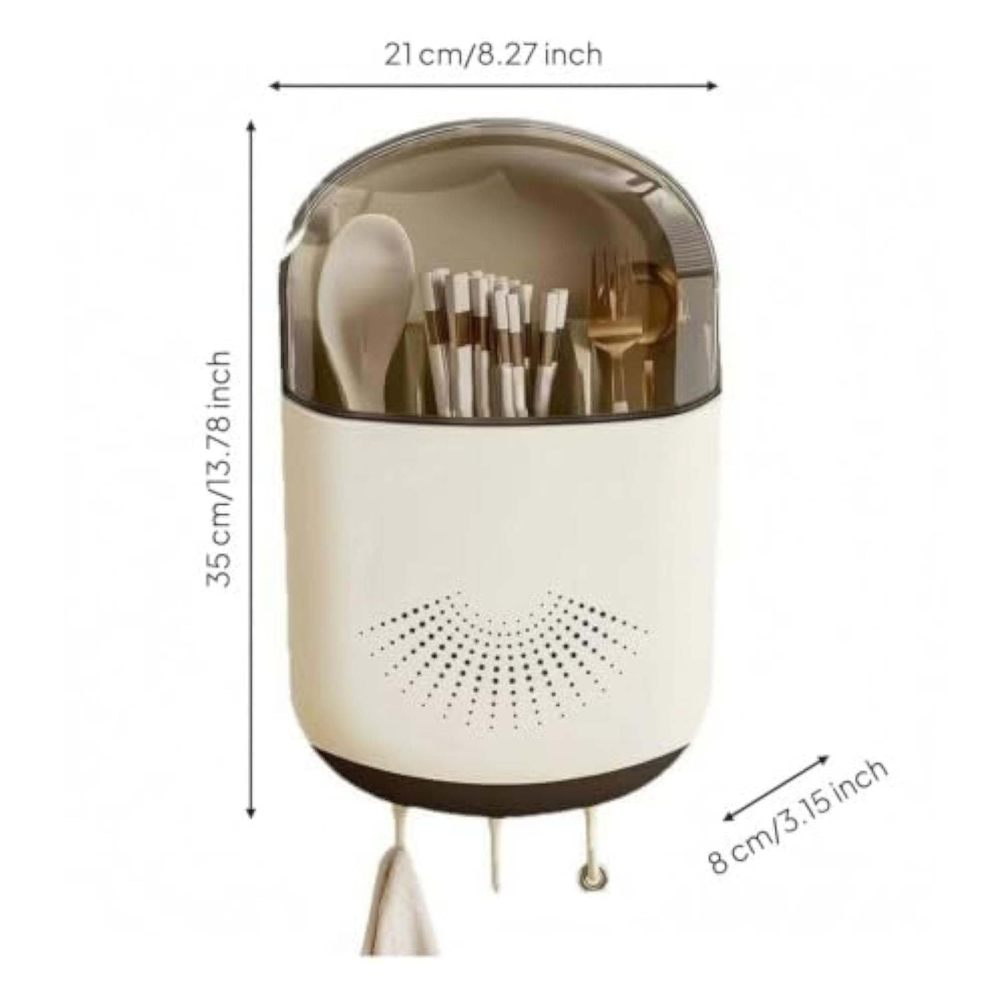 Kitchen Storage Holder with Hooks, Wall-Mounted Design