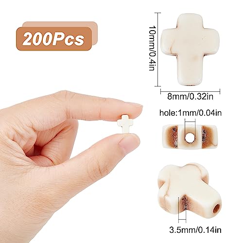 SUNNYCLUE 1 Box 200Pcs White Cross Beads Synthetic Turquoise Tiny Small Cross Beads Semi Precious Stone Bead Loose Spacer Beads for Jewelry Making Beading Kit Beaded Bracelets DIY Craft 8x10mm - Image 2