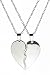 Two Pieces Heart - Handmade Steel Pendant Double Necklace by Beautifly with a 16-inch Chain