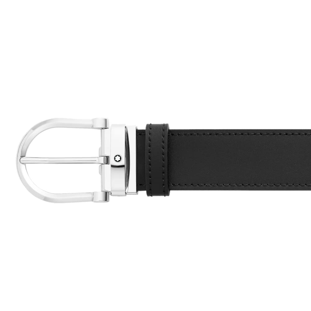 Montblanc Herren Wendegürtel mit hufeisenförmiger Dornschließe aus Leder in der Farbe Schwarz-Braun, Maße: 120cm x 3,5cm x 0,5cm, 128783