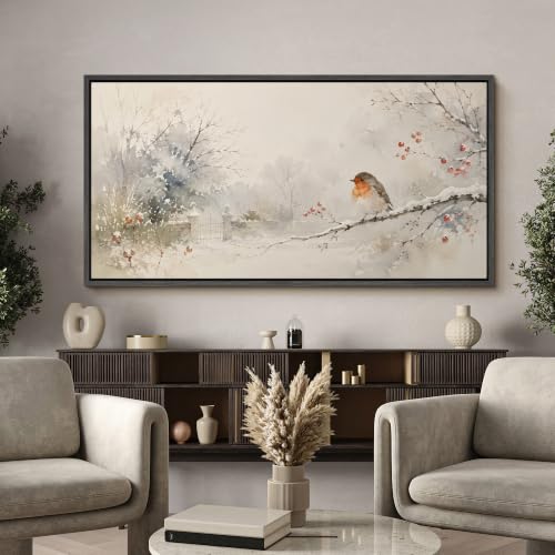 Image of MUDECOR Extra Large Framed Canvas Print Wall Art Robin Art for Living Room