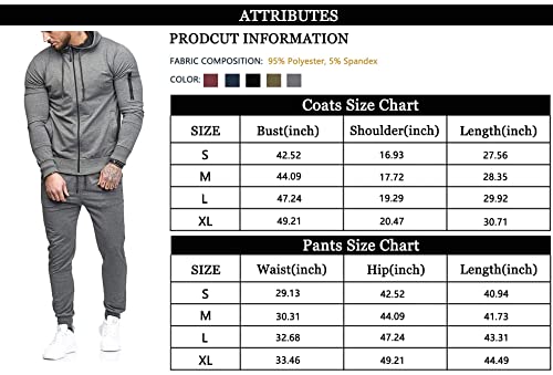 Wzikai Men's Tracksuits,2 Piece Hooded Athletic Sweatsuits For Mens Casual Jogging Suits Sets Burgundy Xl #TOP4