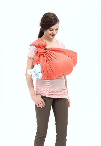 Mamaway Washed Out Baby Ring Sling for Infants and Newborns, Nursing Cover, Breastfeeding Privacy, Baby Holder, Breathable Fabric, 100% Cotton-Mandarin Marmalade