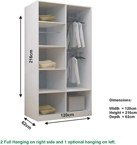 German Sliding Wardrobe Spacious Bedroom Sliding Wardrobe - Sleek and Functional Design comes in White/Grey/Black/Oak and Width 120cm/150cm/180cm/203cm/250cm (Grey, 120cm)