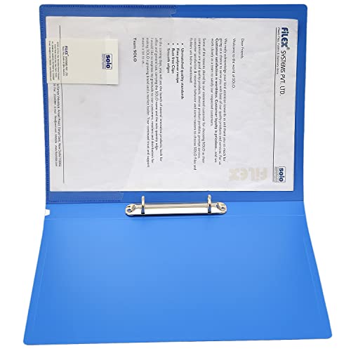 Image of Solo 2-D A4 Ring Binder File Folder - Pack of 2| Office Document Organizer with Inside Pocket, Presentation Display Plastic File for Certificates, Portfolio, Papers & Projects
