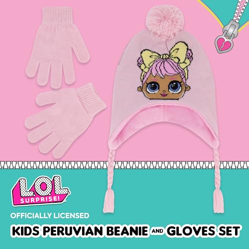 L.O.L. Surprise Beanie Hat and Gloves Set, Kids Knitted Winter Cap2