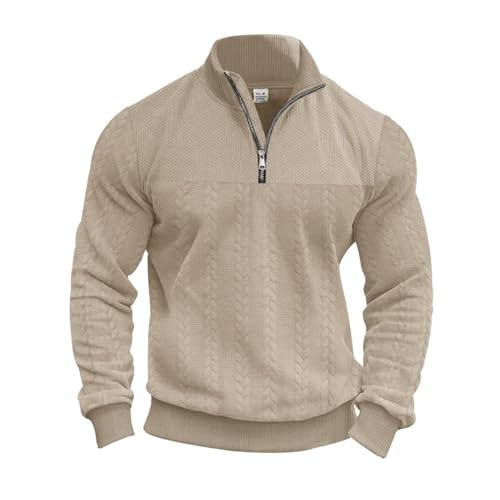 Men's Quarter Zip Sweatshirt Pullover Long Sleeve Casual Slim Fit Sweaters Fashion Solid Polo Sweater3