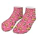 LITPUZC Women's Fashion Ankle Socks Funny Running Low Cut Socks Flamingos Flower Parrot Palm Pink Summer Holiday No Show Athletic Sock Soft Breathable Crew Sock 5 Pairs