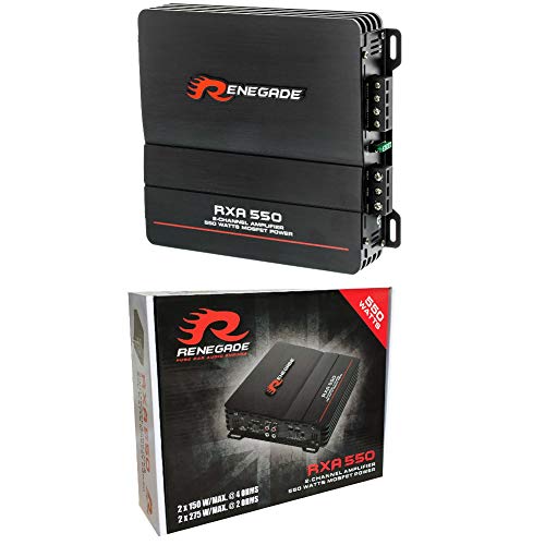 Renegade 1 Amplificador RXA550 RXA 550 2 Canales estéreo Clase AB 2 x 135 vatios rms 550 vatios máx con Bass Boost para Coche, 1 Pieza