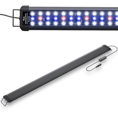Pawfly Lampe d'aquarium pour bacs de 90 à 120 cm, 28 W lumière pour aquarium, spectre complet, lampe LED extensible avec minuteur, modes jour/nuit &...