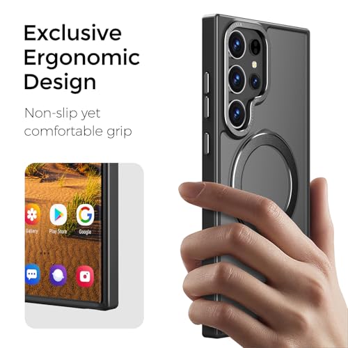 Image of Rayboen for Samsung Galaxy S23 Ultra Case with Magnetic Ring Stand, [Designed for Magsafe] Shockproof Anti-Scratch Protective Slim Fit Skin Feel Phone Cover for Samsung S23 Ultra, Matte Black
