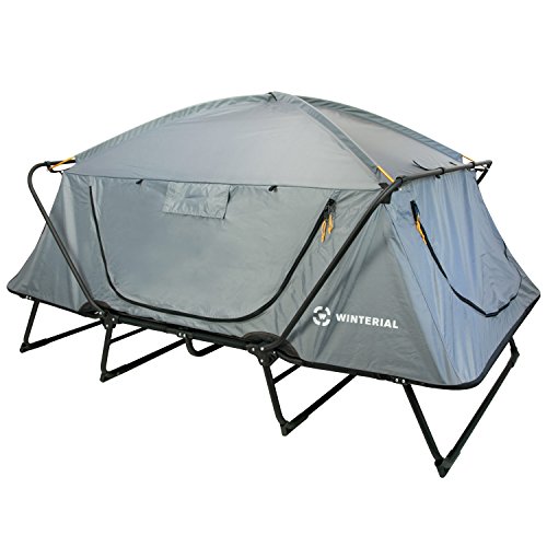 Winterial Double Outdoor Camping Tent Cot, Elevated Sleeping Platform with Collapsible Aluminum Frame