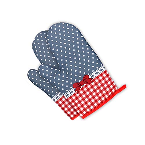Yicare Guantes de horno 2PCS Microondas Horno Anti-Escaldaje Aislamiento de Calor Guantes de Impresión Espesado Cocina Barbacoa Guantes Especiales Cover