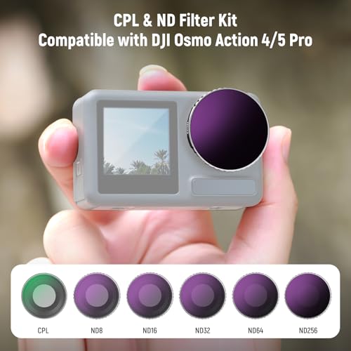 Image of NEEWER 6 Pack ND Filter Set Compatible with DJI Osmo Action 5 Pro /Action 4, Multicoated HD Optical Glass CPL + ND8 + ND16 + ND32 + ND64 + ND256 Action Camera Lens Neutral Density Accessories, FL-N70