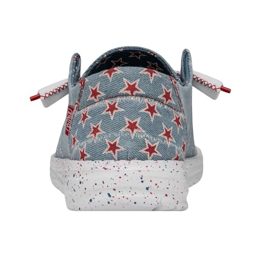 Image of Hey Dude Women's Wendy Slub CanvasMoc Toe Shoes, Denim Star, 6 UK