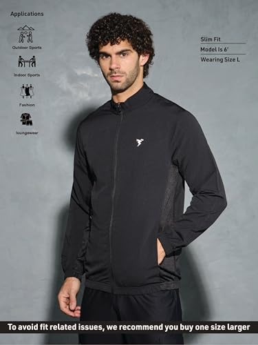 Image of TECHNOSPORT Men's Regular Fit Plus Size Solid Active Jacket With Techno Lite, UPF50+ Sun Protection