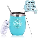 iematoz Women’s Gift-A Wine Socks And A 12oz Stainless Steel Wine Tumblers With A Word “A WISE WOMAN ONCE SAID,I'm Outta Here,AND SHE LIVED HAPPY EVER AFTER”-Retirement Gift for Friends. (Mint Green)