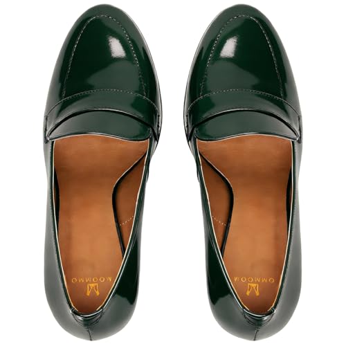 Image of MOOMMO Women Chunky Block Heel Pumps Closed Round Toe Slip On Oxford Loafers Shoes High Heels Snakeskin Work Pump Suede Loafer for Office Ladies Classic Formal Business Professional Fall 4-13 M US