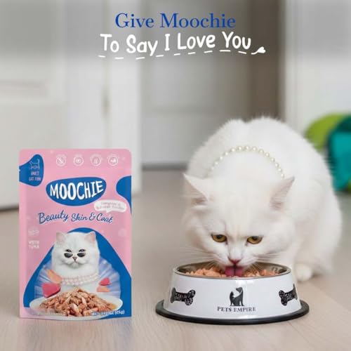 Image of Moochie Tasty Wet Cat Food, (85g X 36 Pouches) Grain Free Cats Gravy Meal, Beauty Skin & Coat with Tuna, No Artificial Flavours Kitten Food, Non-Vegetarian Cat Foods Pouch for Kittens