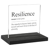 Inspirational Office Decor Sign for Cubicle Decor or Desk Decorations, Motivational Office Desk Décor for Home Office, Resilience Definition Office Gifts for Women Coworker Employee Friend, DSF69