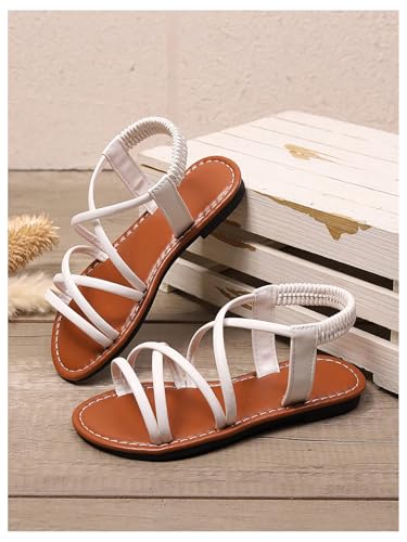 GORGLITTER Girl's Cross Strappy Dress Sandals Open Toe Ankle Strap Cute Summer Flat Sandals4