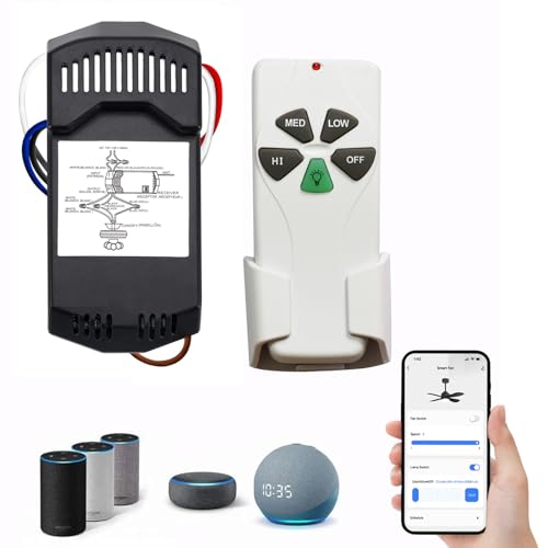 Image of Universal Smart WiFi Ceiling Fan Remote Control Kit, Compatible with Alexa, Google Assistant and Smart Life App, No Hub Required 53T KIT WiFi DIMMER