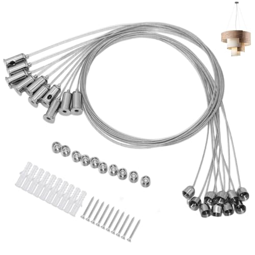 Kit de Suspension en Câble Acier Inoxydable, 10 Pièces, 1.5 mm x 1 m, Fixation Plafond pour Plafonniers à Panneau LED, Capacité de Charge Élevée, Design Réglable...
