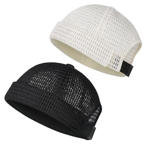 2 Pack Men's Breathable Brimless Hat, Summer Mesh Tang Cap,