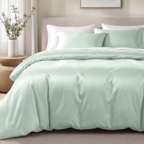 Bare Home 100% Organic Cotton Sateen Duvet Cover Set (Full, Willow)
