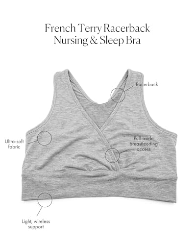 Image of Kindred Bravely French Terry Racerback Nursing Sleep Bra for Maternity /Breastfeeding (Light Grey, 1X)