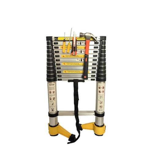 BKNROIHB 11.5 FT Aluminum Telescopic Ladder with 360° Rotatable Stabilizer Bar and Metal Tool Suction Magnetic Strip