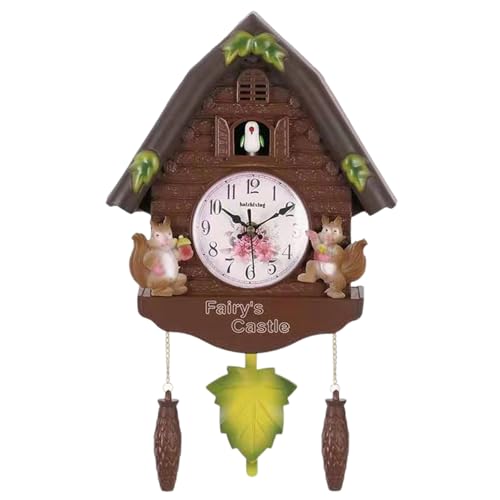 Reloj de aves que canta a la hora encantadores relojes de cuco para la pared con péndulo de hoja 16.5x10.2 '' Control de volumen ajustable reloj de cuco para sala de estar, estudio y ave de la habita