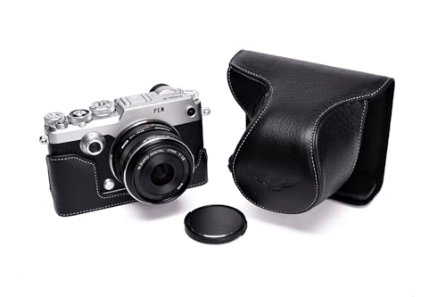 Appareil photo Olympus Pen F étui intégral TP en cuir véritable noir