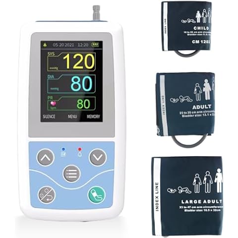 CONTEC ABPM50 Handheld 24hours Ambulatory Blood Pressure Monitor with 3cuffs(18-26cm&25-35cm&33-47cm),NIBP Monitor Software,24 Hours Ambulatory Cover