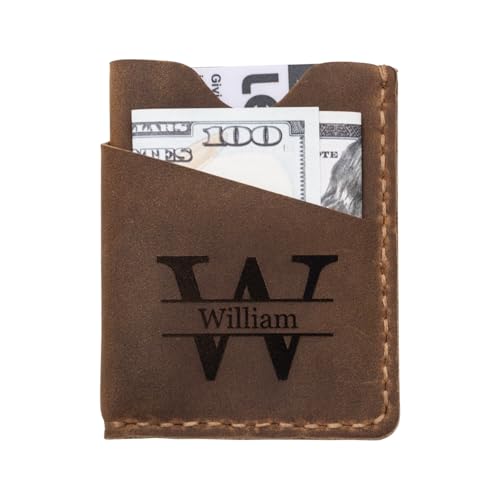 Personalized Slim Leather Card Holder, Custom Minimalist Wallet, Monogrammed Engraved Credit Card Holder, Fathers Day, Christmas, Valentines Day Gifts