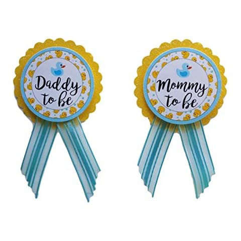 Mommy & Daddy to Be Pin Duck Baby Shower Yellow & Blue It's a Boy, Baby Sprinkle Gender Reveal Cover