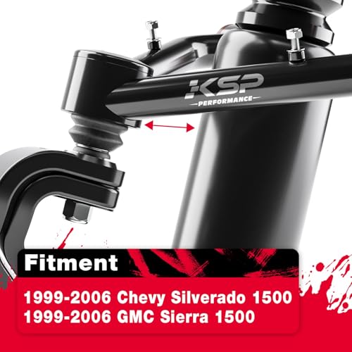Image of KSP Front Upper Control Arms for Silverado Sierra 1500 1999-2006, 2-4 inch Adjustable Tubular A-Arm Replacement Factory /Stock Suspension Arms After 2-4 inches Lift On Chevy GMC 4WD 4X4 RWD, 2PCS Black