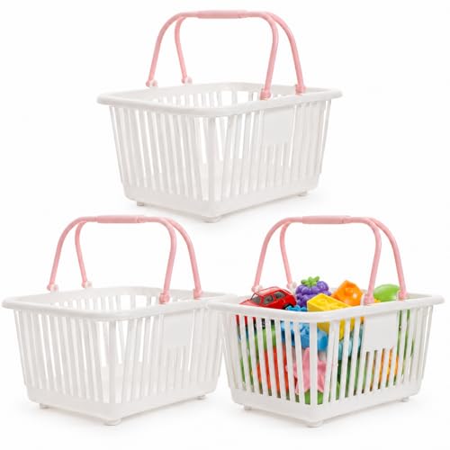 Gadpiparty 3pcs Mini Shopping Basket Toy Grocery Basket for Groceries Fruits Bathroom Supplies Open Design Desktop Organizer for Nursery Closet Kitchen Classroom