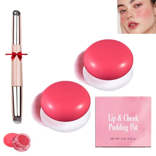 Korean Pudding Pot Blush,Korean Pudding Pot Lip,Korean Pudding Pot Makeup,Blurring Pudding Pot Lip,Blurry Pudding Pot for Lip&Cheek,Blurring Makeup Blush,Long-Lasting Buildable (2*#04) -  Krisuary