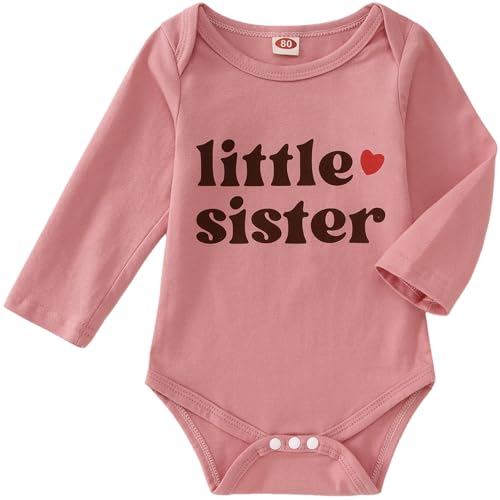 Little Sister Bodysuit Infant Baby Girls Romper Newborn Onesie Sibling Outfits Long Sleeve One Piece Fall Clothes