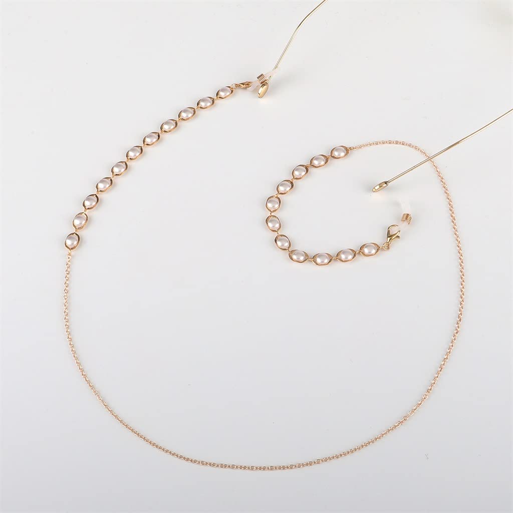 Modekette Gold Perle Brillenkette Brillenseil Lesebrille Anti-Verlust-Kette