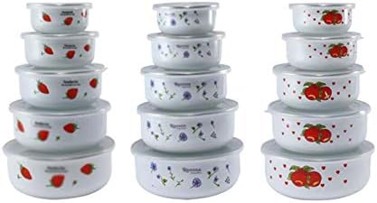 Enamel Ice Bowl Fresh 5 Five Sets of Food Storage Sealed Box Vegetable and Fruit 10-18cm Gift(Black)