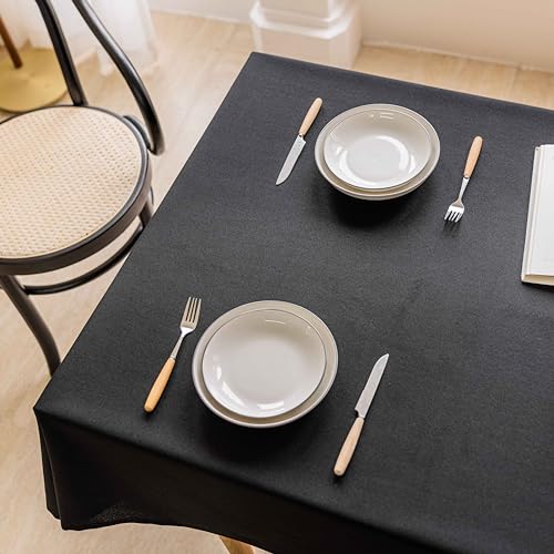 Home Brilliant Black Tablecloth Table Protectors Thick Durable Table Cloth for Dining Table Patio Table Halloween Table Cloths Rectangle 55x72 Inch - Image 2