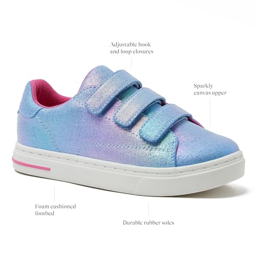 Lands' End Boys' and Girls' Sneakers, No Tie Casual Tennis Shoes for Boys and Girls Size 5-10 Toddler, Little and Big Kids 11 to 7, Blue or White with Hook and Loop Straps2