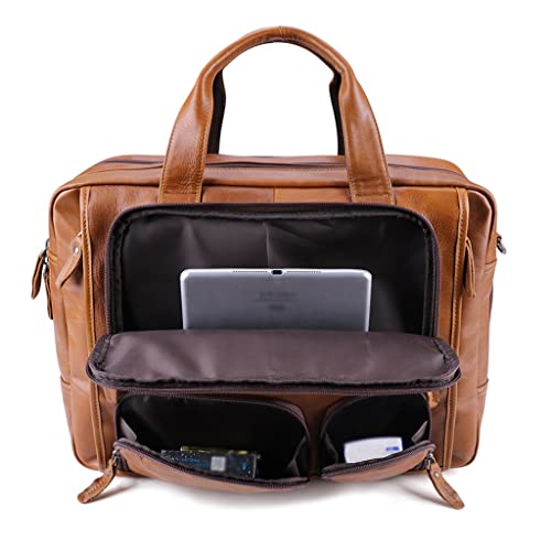 17 Inch Laptop Bag Men Genuine Leather Handbag Large Men's Travel Shoulder Bag Male Leather Briefcases3