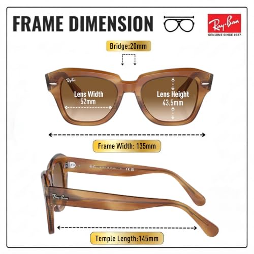 Image of Ray-Ban RB2186 STATE STREET Square Sunglasses with Official Eyewear Kit