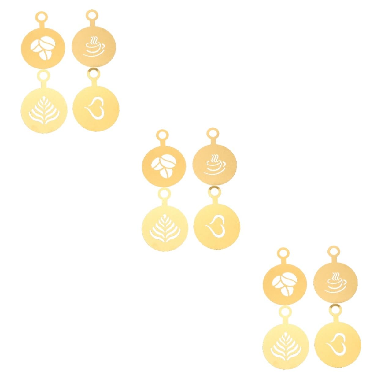 DECHOUS 3 Set Stampo Caffè Latte Mini Tazza Cocktail Stampini Per Latte Art Macchina Per Il Caffè Tazzine Da Caffè Tazze Di Crema Stampino Per Caffè Golden Acciaio Inossidabile 4 Pezzi * 3