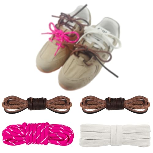 Mixed Color Round Shoe Laces for Sneaker, Flat Leather Shoelaces Replacement Laces kit