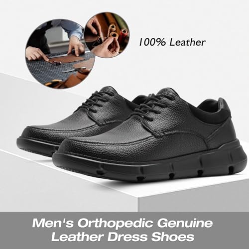 XPACS Men's Orthopedic Leather Dress Walking Shoes: Comfortable Arch Support Plantar Fasciitis Orthotic Formal Tennis Oxford, Flat Feet Casual Business Working Shoes for Foot and Heel Pain Relief2