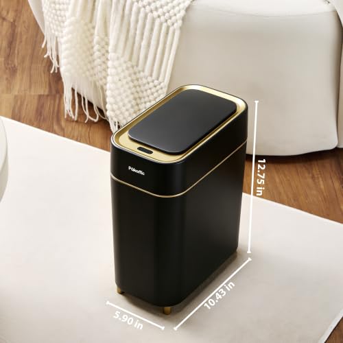 Image of Pukomc Motion Sensor Wastebasket,2.3 Gallon Bathroom Trash can with lid | Touchless Smart Plastic Slim Wastebasket,Quiet Close Waste Bin for Bathroom,Office,RV,Bedroom,Living Room